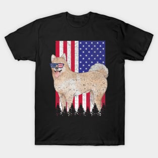 Akita Chow Patriotic Dog Usa Pride American Flag T-Shirt